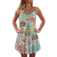 beach-with-colorful-seashell-summer-dress
