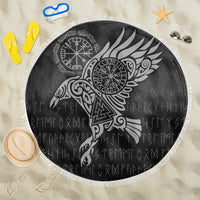 Viking Beach Blanket Raven Vegvisir Tattoo Special Version Beach Blanket RLT12 - Wonder Print Shop