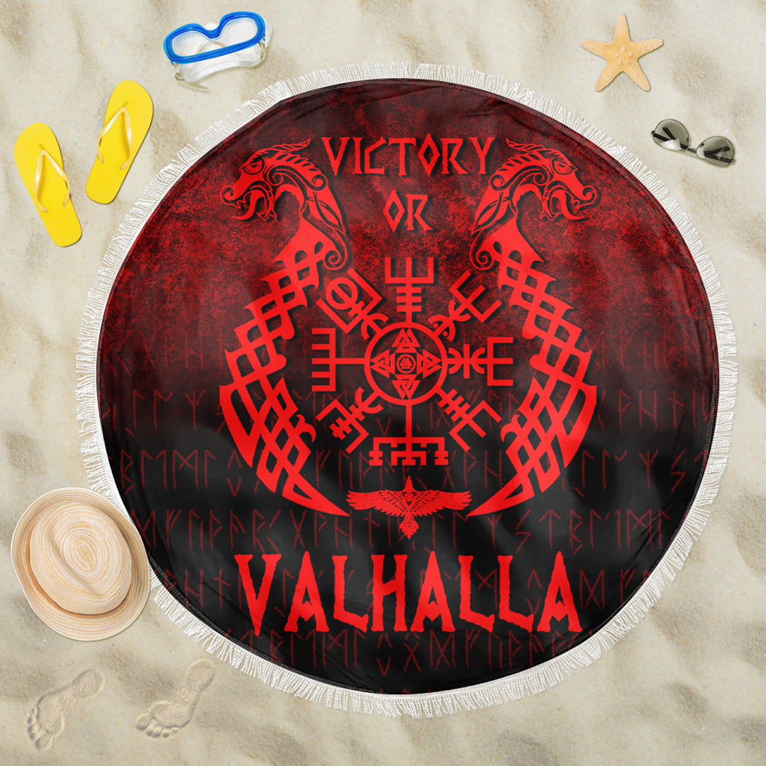 Wonder Print Shop Beach Blanket - Victory or Valhalla - Red Version Beach Blanket RLT12 - Wonder Print Shop