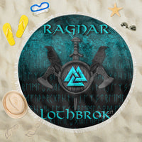 Viking Beach Blanket Ragnar Lothbrok Ragnar Lodbrok Viking Warrior Cyan Version Beach Blanket RLT12 - Wonder Print Shop