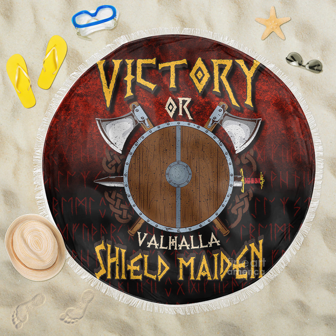Viking Beach Blanket Victory or Valhalla Shield Maiden Beach Blanket RLT12 - Wonder Print Shop