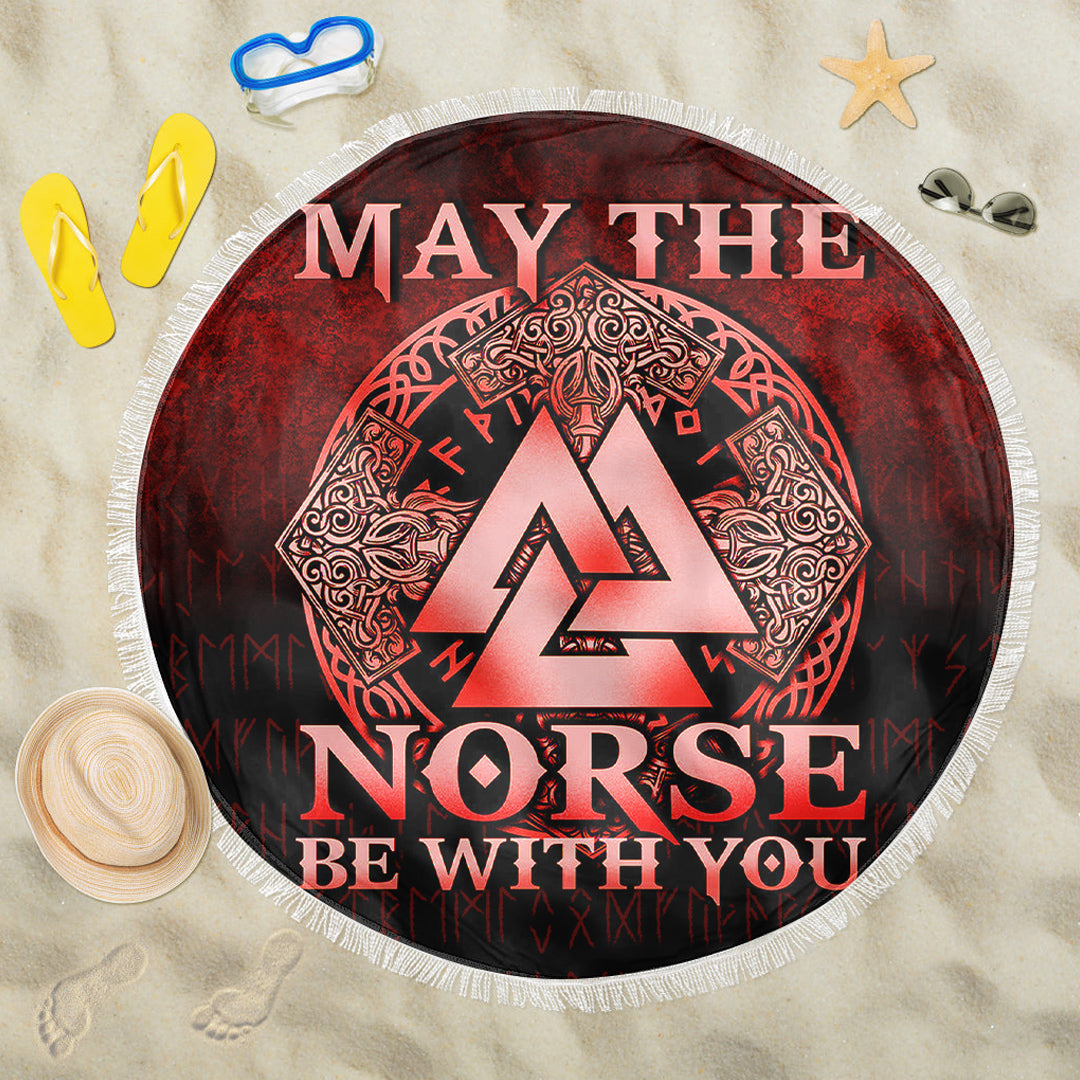 Viking Beach Blanket May The Norse Be With You Viking Red Version Beach Blanket RLT12 - Wonder Print Shop