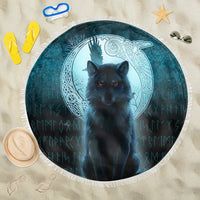 Viking Beach Blanket Fenrir Viking Wolf Cyan Version Beach Blanket RLT12 - Wonder Print Shop