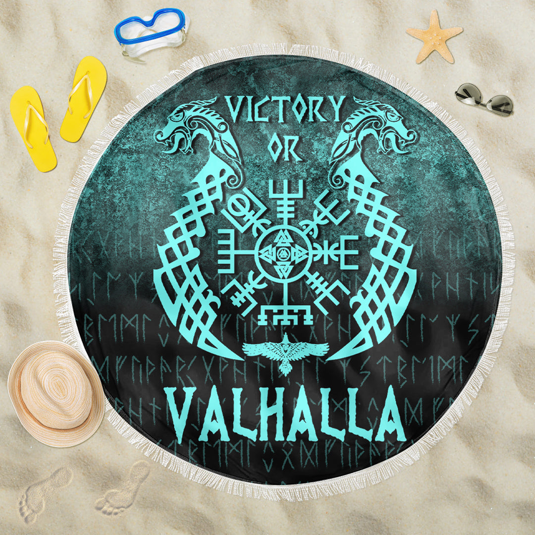 Wonder Print Shop Beach Blanket - Victory or Valhalla - Cyan Version Beach Blanket RLT12 - Wonder Print Shop
