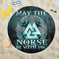 Viking Beach Blanket May The Norse Be With You Viking Cyan Version Beach Blanket RLT12 - Wonder Print Shop
