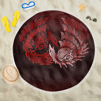 Viking Beach Blanket Ragnarok Huginn Muninn Red Version Beach Blanket RLT12 - Wonder Print Shop