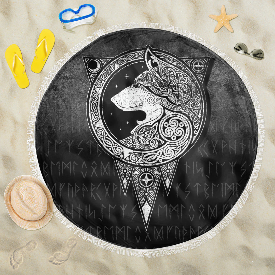 Viking Beach Blanket Viking Norse Wolf Beach Blanket RLT12 - Wonder Print Shop