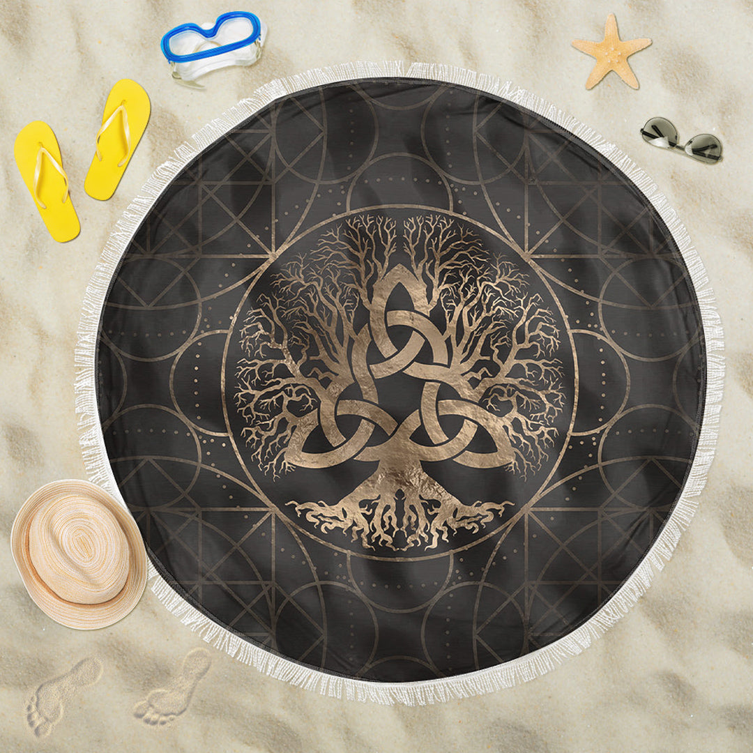 Viking Bathroom Set Tree Of Life Yggdrasil with Triquetra Beach Blankets RLT12 - Wonder Print Shop