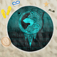 Viking Beach Blanket Viking Norse Wolf Cyan Version Beach Blanket RLT12 - Wonder Print Shop