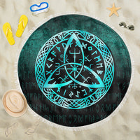 Viking Beach Blanket Vegvisir Nordic Viking Rune Cyan Version Beach Blanket RLT12 - Wonder Print Shop