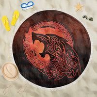 Viking Beach Blanket Fenrir Viking 3D Tattoo Orange Version Beach Blanket RLT12 - Wonder Print Shop