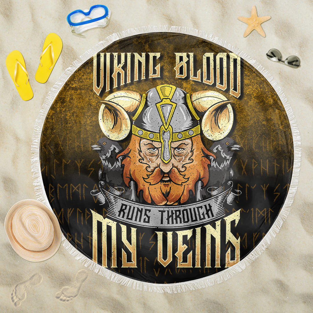 Viking Beach Blanket Viking Blood Runs Through My Veins Beach Blanket RLT12 - Wonder Print Shop