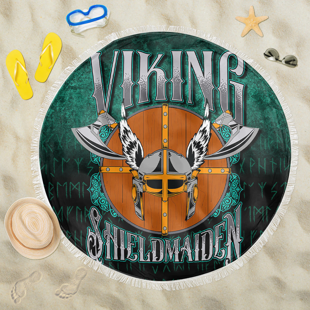 Viking Beach Blanket Viking Shield Maiden Beach Blanket RLT12 - Wonder Print Shop