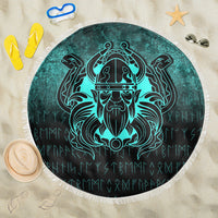 Viking Beach Blanket Nordic Warrior Valhalla Norse Cyan Version Beach Blanket RLT12 - Wonder Print Shop