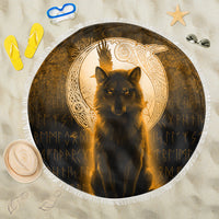 Viking Beach Blanket Fenrir Viking Wolf Gold Version Beach Blanket RLT12 - Wonder Print Shop