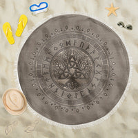 Viking Beach Blanket Tree Of Life with Triquetra Beige Beach Blanket RLT12 - Wonder Print Shop