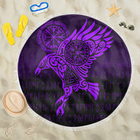 Viking Beach Blanket Raven Vegvisir Tattoo Purple Version Beach Blanket RLT12 - Wonder Print Shop