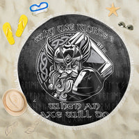 Viking Beach Blanket Why Use Words? When An Axe Will Do Beach Blanket RLT12 - Wonder Print Shop
