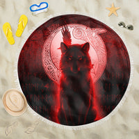 Viking Beach Blanket Fenrir Viking Wolf Red Version Beach Blanket RLT12 - Wonder Print Shop