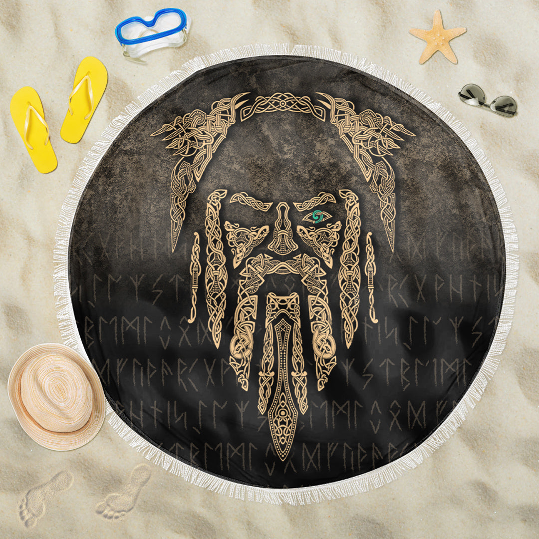 Viking Beach Blanket Eye of Odin Gold Version Beach Blanket RLT12 - Wonder Print Shop