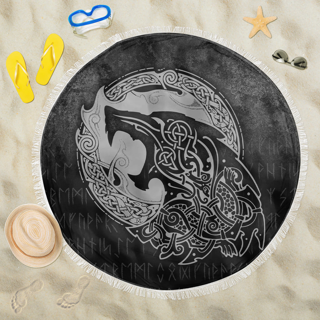 Viking Beach Blanket Fenrir Viking 3D Tattoo Special Version Beach Blanket RLT12 - Wonder Print Shop