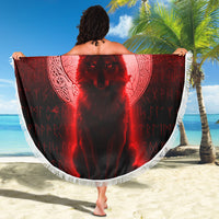 Viking Beach Blanket Fenrir Viking Wolf Red Version Beach Blanket RLT12 - Wonder Print Shop