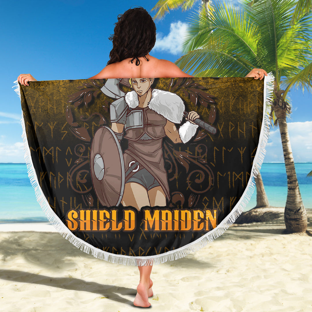 Viking Beach Blanket Viking Future Shield Maiden Beach Blanket RLT12 - Wonder Print Shop