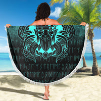 Viking Beach Blanket Nordic Warrior Valhalla Norse Cyan Version Beach Blanket RLT12 - Wonder Print Shop