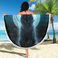 Viking Beach Blanket Fenrir Viking Wolf Cyan Version Beach Blanket RLT12 - Wonder Print Shop