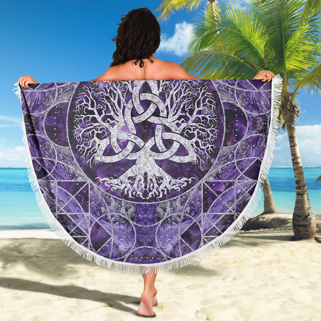 Viking Bathroom Set Tree Of Life with Triquetra Amethyst and Silver Bathroom Set RLT12 - Wonder Print Shop