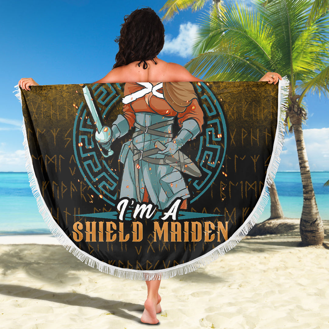 Viking Beach Blanket Im A Shield Maiden Beach Blanket RLT12 - Wonder Print Shop