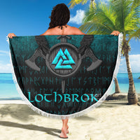 Viking Beach Blanket Ragnar Lothbrok Ragnar Lodbrok Viking Warrior Cyan Version Beach Blanket RLT12 - Wonder Print Shop