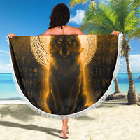 Viking Beach Blanket Fenrir Viking Wolf Gold Version Beach Blanket RLT12 - Wonder Print Shop