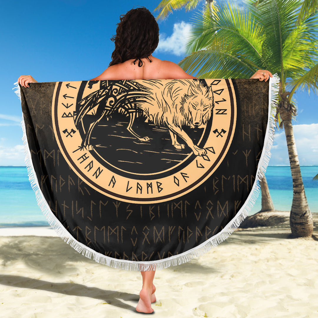 Wonder Print Shop Beach Blanket - Wolf Of Odin - Gold Version Beach Blanket RLT12 - Wonder Print Shop