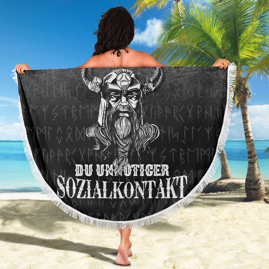 Viking Beach Blanket Geh mir aus dem Weg du unnotiger Sozialkontakt Beach Blanket RLT12 - Wonder Print Shop