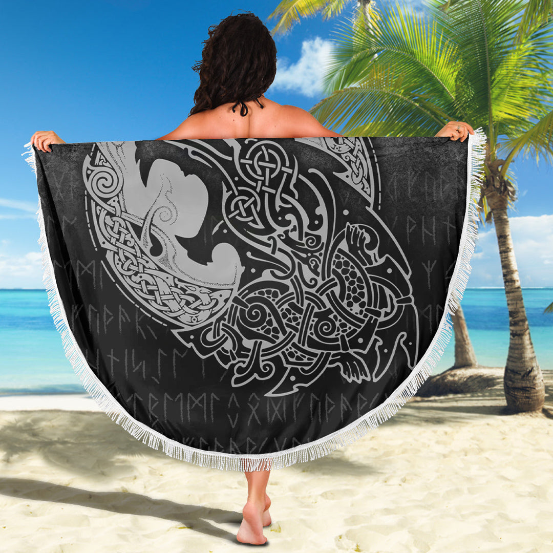 Viking Beach Blanket Fenrir Viking 3D Tattoo Special Version Beach Blanket RLT12 - Wonder Print Shop