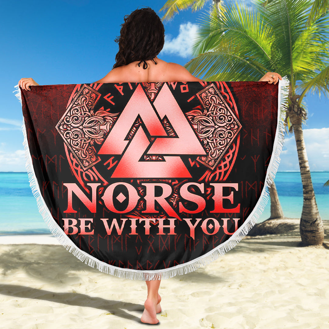 Viking Beach Blanket May The Norse Be With You Viking Red Version Beach Blanket RLT12 - Wonder Print Shop