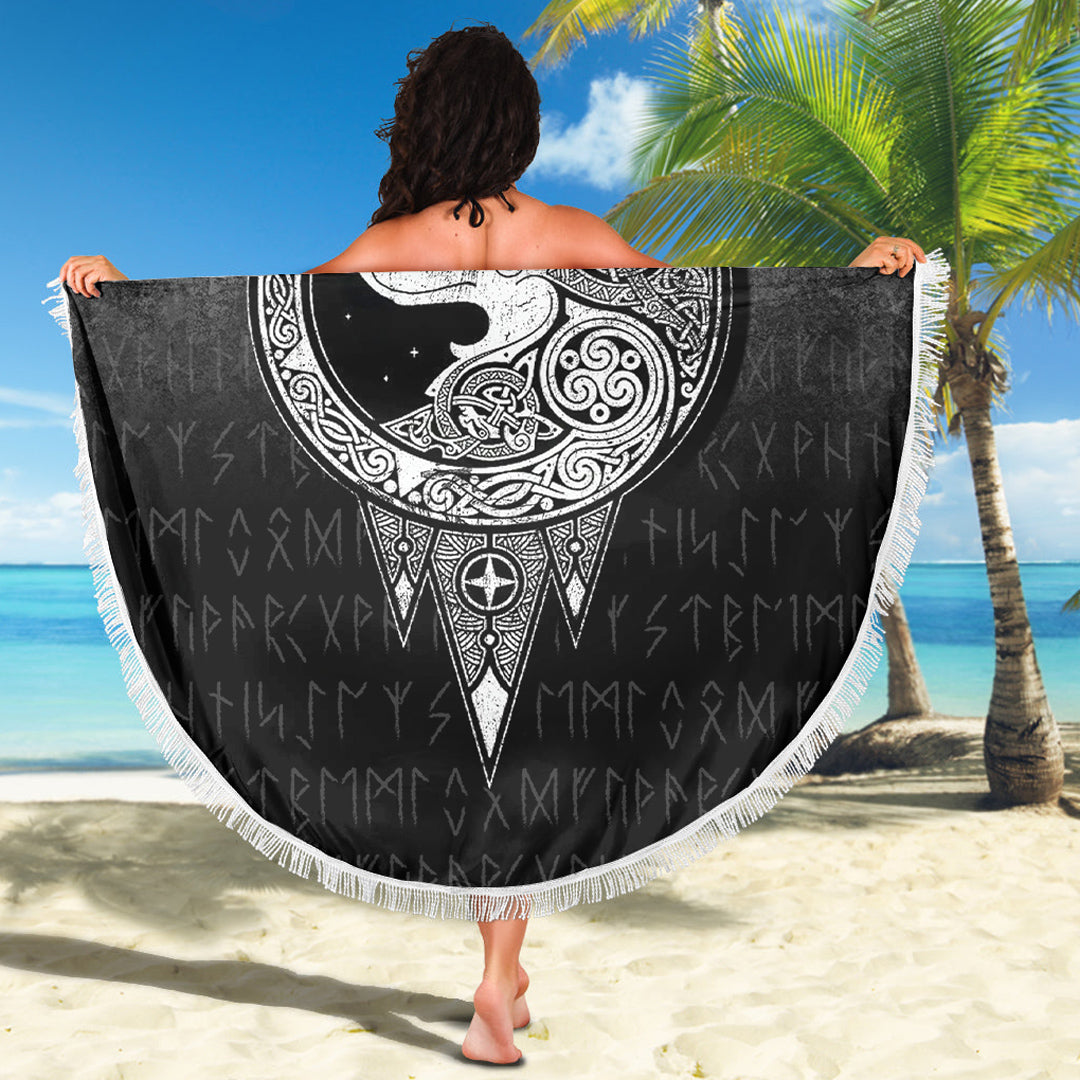 Viking Beach Blanket Viking Norse Wolf Beach Blanket RLT12 - Wonder Print Shop