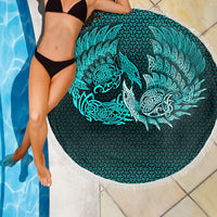 Viking Beach Blanket Ragnarok Huginn Muninn Cyan Version Beach Blanket RLT12 - Wonder Print Shop