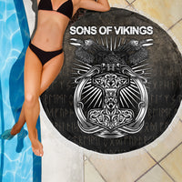 Viking Beach Blanket Vikings Ravens Mjolnir Beach Blanket RLT12 - Wonder Print Shop