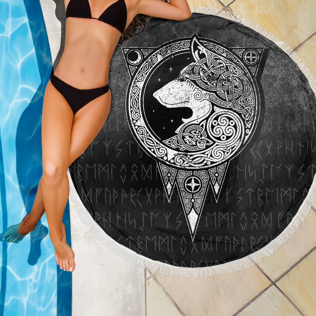 Viking Beach Blanket Viking Norse Wolf Beach Blanket RLT12 - Wonder Print Shop