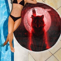 Viking Beach Blanket Fenrir Viking Wolf Red Version Beach Blanket RLT12 - Wonder Print Shop