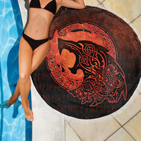 Viking Beach Blanket Fenrir Viking 3D Tattoo Orange Version Beach Blanket RLT12 - Wonder Print Shop