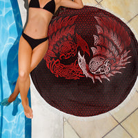 Viking Beach Blanket Ragnarok Huginn Muninn Red Version Beach Blanket RLT12 - Wonder Print Shop