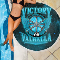 Viking Beach Blanket Victory Or Valhalla Cyan Style Beach Blanket RLT12 - Wonder Print Shop