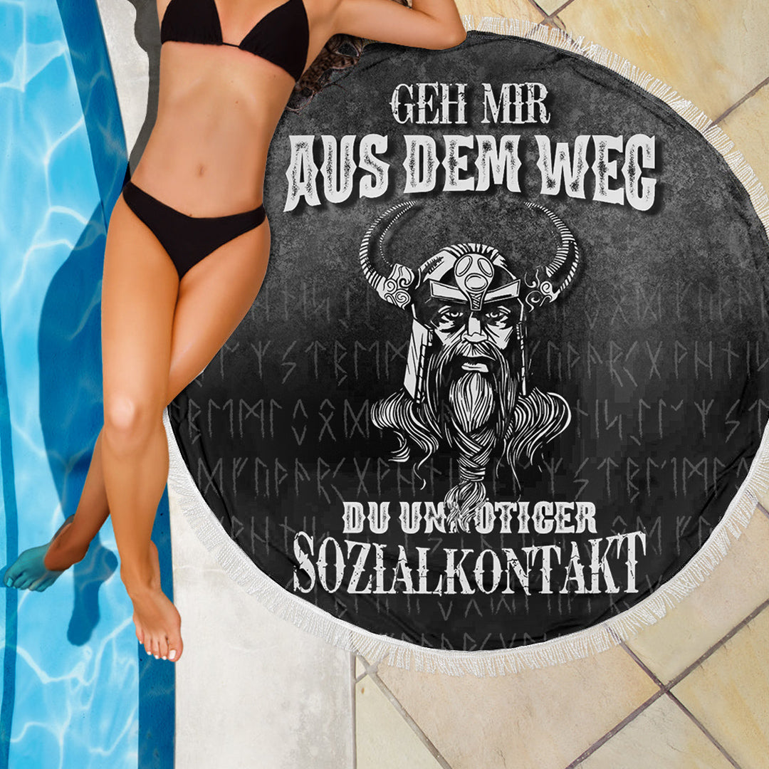 Viking Beach Blanket Geh mir aus dem Weg du unnotiger Sozialkontakt Beach Blanket RLT12 - Wonder Print Shop