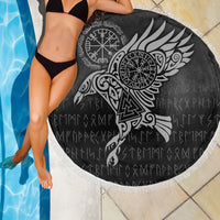 Viking Beach Blanket Raven Vegvisir Tattoo Special Version Beach Blanket RLT12 - Wonder Print Shop