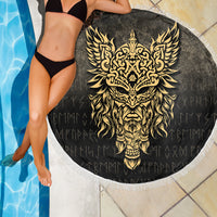 Viking Beach Blanket Odin The Allfather Asgard God and Chief Of Aesir Gold Version Beach Blanket RLT12 - Wonder Print Shop