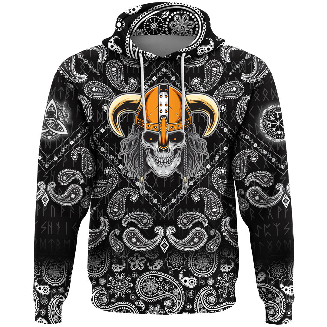 Viking Hoodie Bearded Viking with Bandana Paisley Style RLT12 - Wonder Print Shop