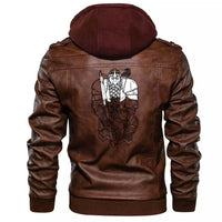 Viking Clothing Viking Bearded Warrior Gnome Zipper Leather Jacket RLT12 - Wonder Print Shop